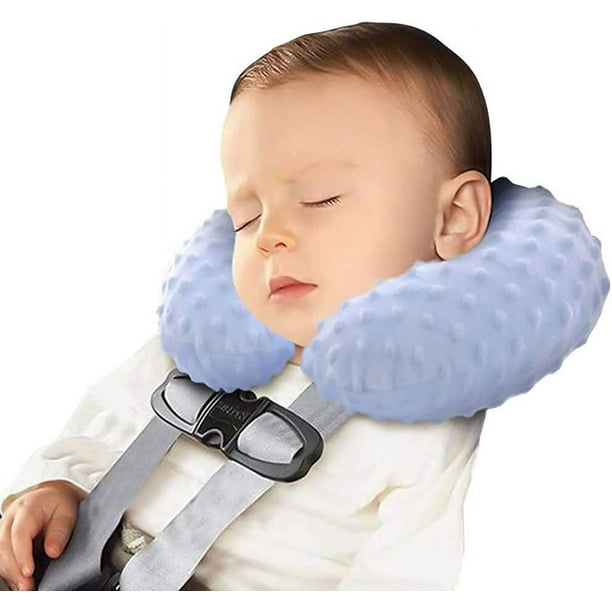 Almohadas de viaje para ninos Almohada de apoyo para la cabeza del asiento de coche de bebe Linda almohada inflable para el cuello en forma de U para aviones de cabeza
