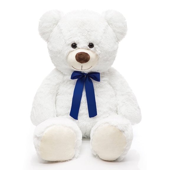 MaoGoLan 35.4" White Giant Teddy Bear Soft Stuffed Animals Plush Big Bear Toy with Tie