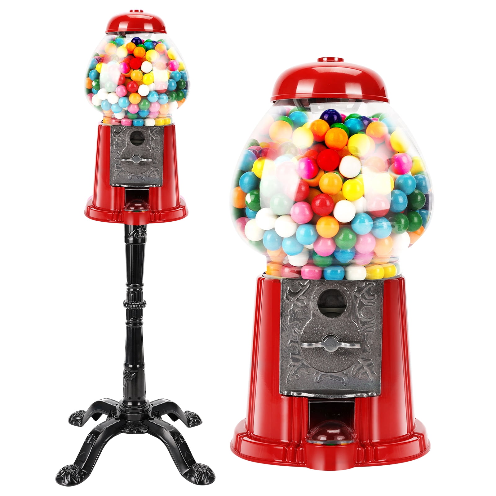 15 Inch Gumball Machine, Home Bubble Gum Candy Dispenser for Shop, Arcade, Family Gathering, Red