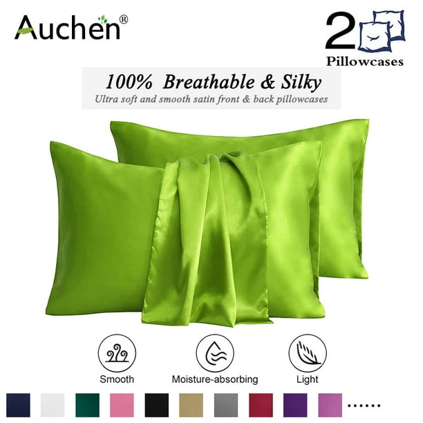 2 Pack Satin Silk Pillowcase for Hair and Skin, Ultra Silky Satin Pillow Covers with Envelope Closure, Both Sides Artificial Silk, Multiple Colors and Sizes - Standard Size (20 2 Pack Satin Silk Pillowcase for Hair and Skin, Ultra Silky Satin Pillow Covers with Envelope Closure, Both Sides Artificial Silk, Multiple Colors and Sizes - Standard Size (20