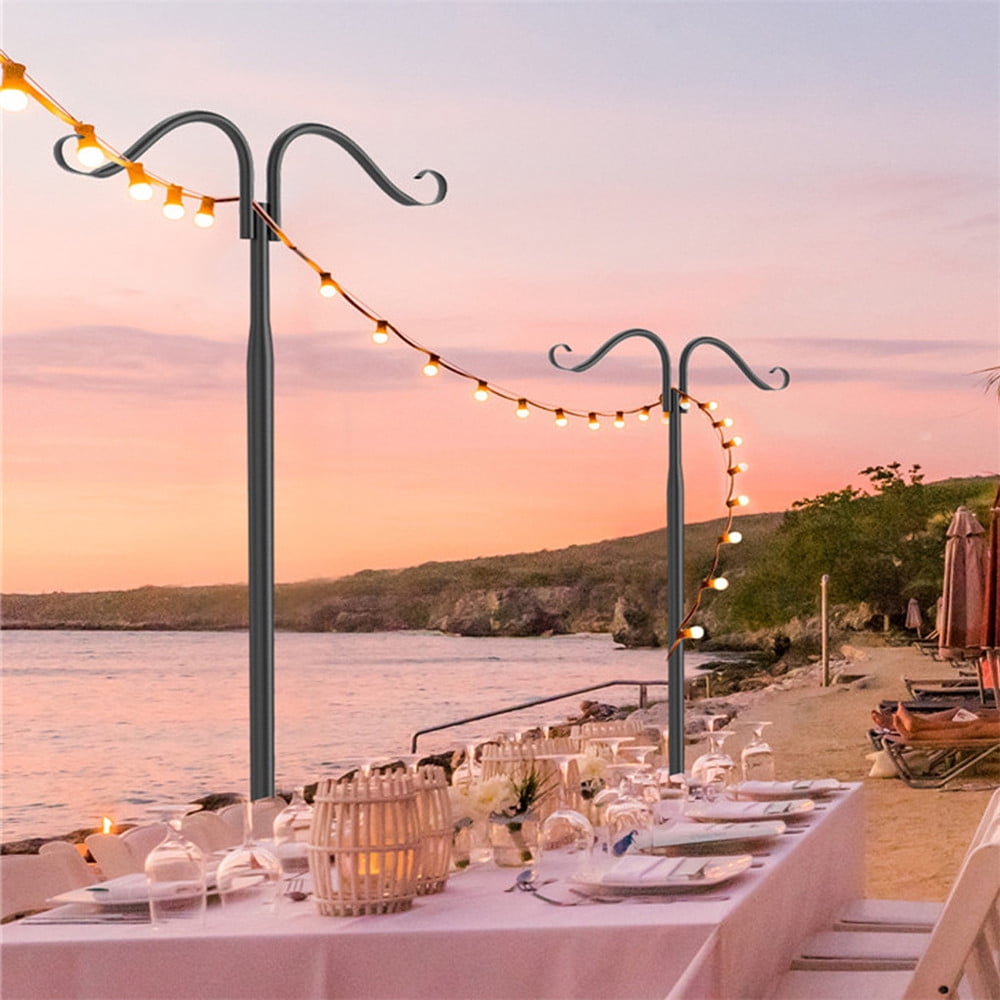 Set of 2 Holiday Styling String Light Pole Wedding Flower Basket Hanger Garden Stake Hook