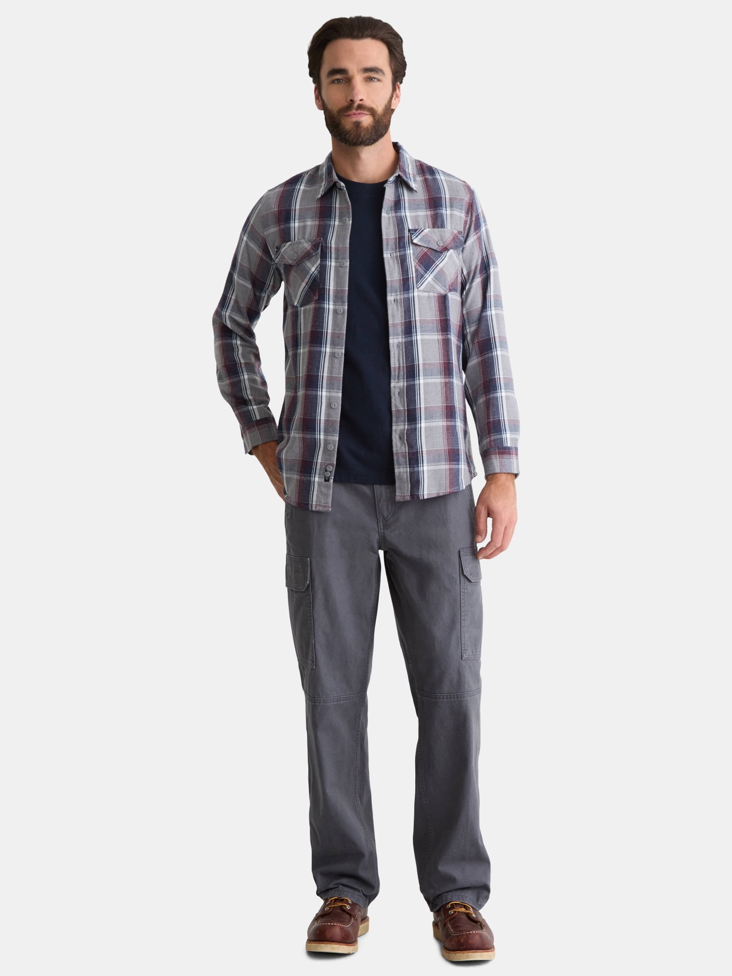 Burnside Men's and Big Men's Modern Fit Plaid Flannel Shirt with Long Sleeves, Sizes S-2XL