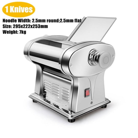 TOPCHANCES Electric Pasta Maker Machine Noodle Maker Pasta Dough Spaghetti Roller Pressing Machine Stainless Steel 135W for Home Use (2.5mm round noodle,2.5mm flat noodle)