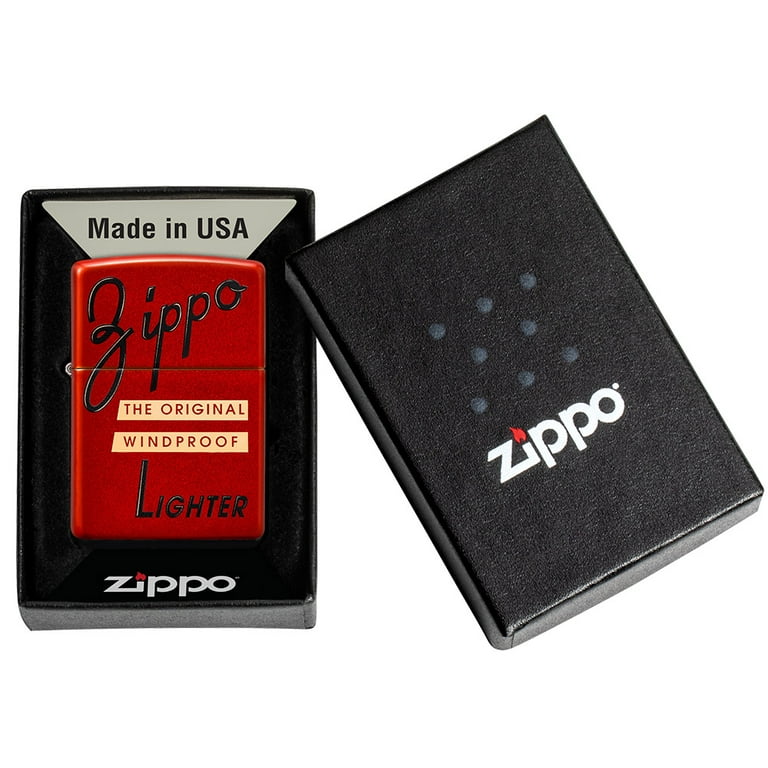 Zippo Red Box Top Design Metallic Red Pocket Lighter 
