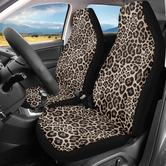 Psesaysky Leopard Print Pattern Front Seat Cover for Men, Two Pack Vehicle Seat Covers Removable Washable Car Seat Covers