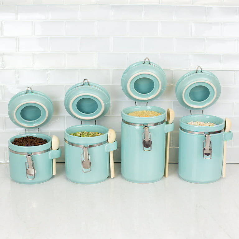 Blue Donuts 40 Oz Ceramic Airtight Food Storage Jar with Lid and Spoon for  Pantry, Turquoise, 1 Unit - Harris Teeter