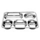 thumbnail image 1 of Bandeja de comedor dividida de acero inoxidable, recipiente de almuerzo, plato de comida para comedor escolar, tres cuadrículas redondas de 26cm, plata Feliz Sencillez, 1 of 4