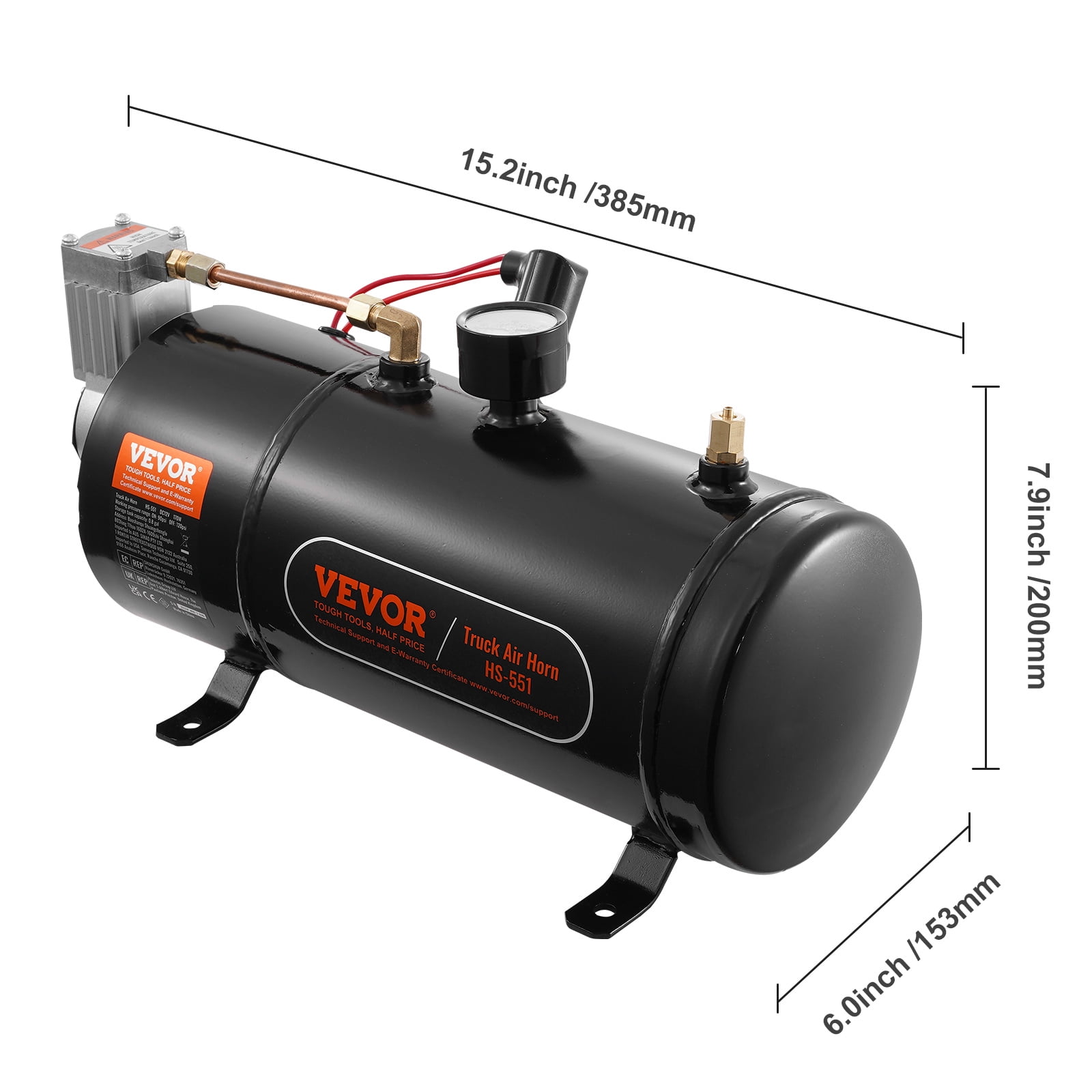 KFFKFF 12V Air Compressor with 0.8 Gal/3L Tank Onboard Air Horn Compressor System