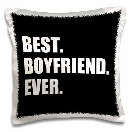 3dRose Best Boyfriend Ever white text on black - anniversary valentines day, Pillow Case, 16 by (The Best Screensaver Ever)