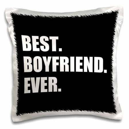 3dRose Best Boyfriend Ever white text on black - anniversary valentines day, Pillow Case, 16 by