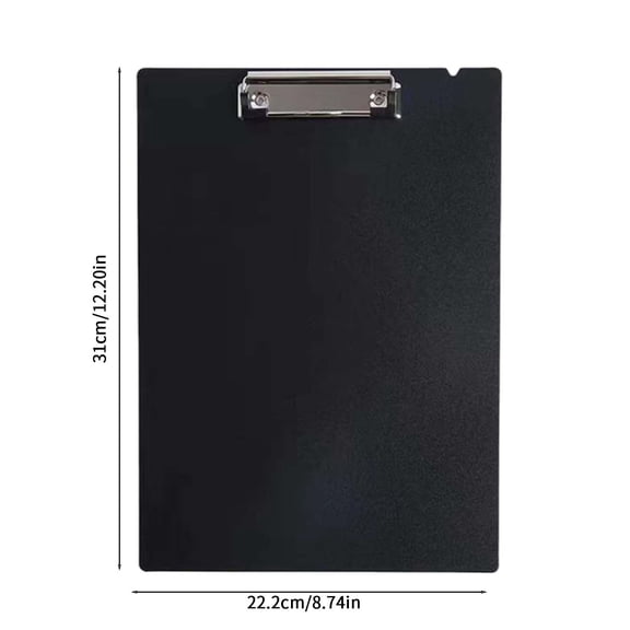 HCBY Thickened Plastic Clipboard, A4 Size Writing Board & Folder for School, Office, Home, Student Homework Organizer, Durable Document Holder (Black,12.2"x8.74")