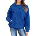 thumbnail image 5 of Mercatoo Girls Star Print Waffl1 Hoodi1,Kids Casual Stylish Long Sleeve Hooded Sweatshirt Fall Winter Daily Wear Outfit Tops, 5 of 7