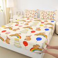 thumbnail image 4 of Manfei Pretty Rainbow Bed Sheets,Cartoon Capybara Pattern Full Size Sheets,Beige,4 Pieces,1 Flat Sheet, 1 Fitted Sheet and 2 Pillowcases, 4 of 6