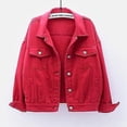 thumbnail image 1 of Chaqueta vaquera para mujer, chaqueta corta holgada de manga larga, Top informal de talla grande, 1 of 3