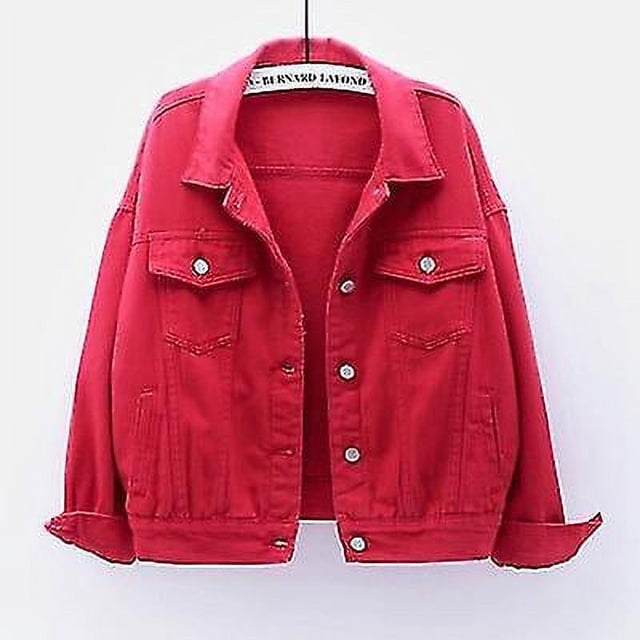 Chaqueta vaquera para mujer, chaqueta corta holgada de manga larga, Top informal de talla grande