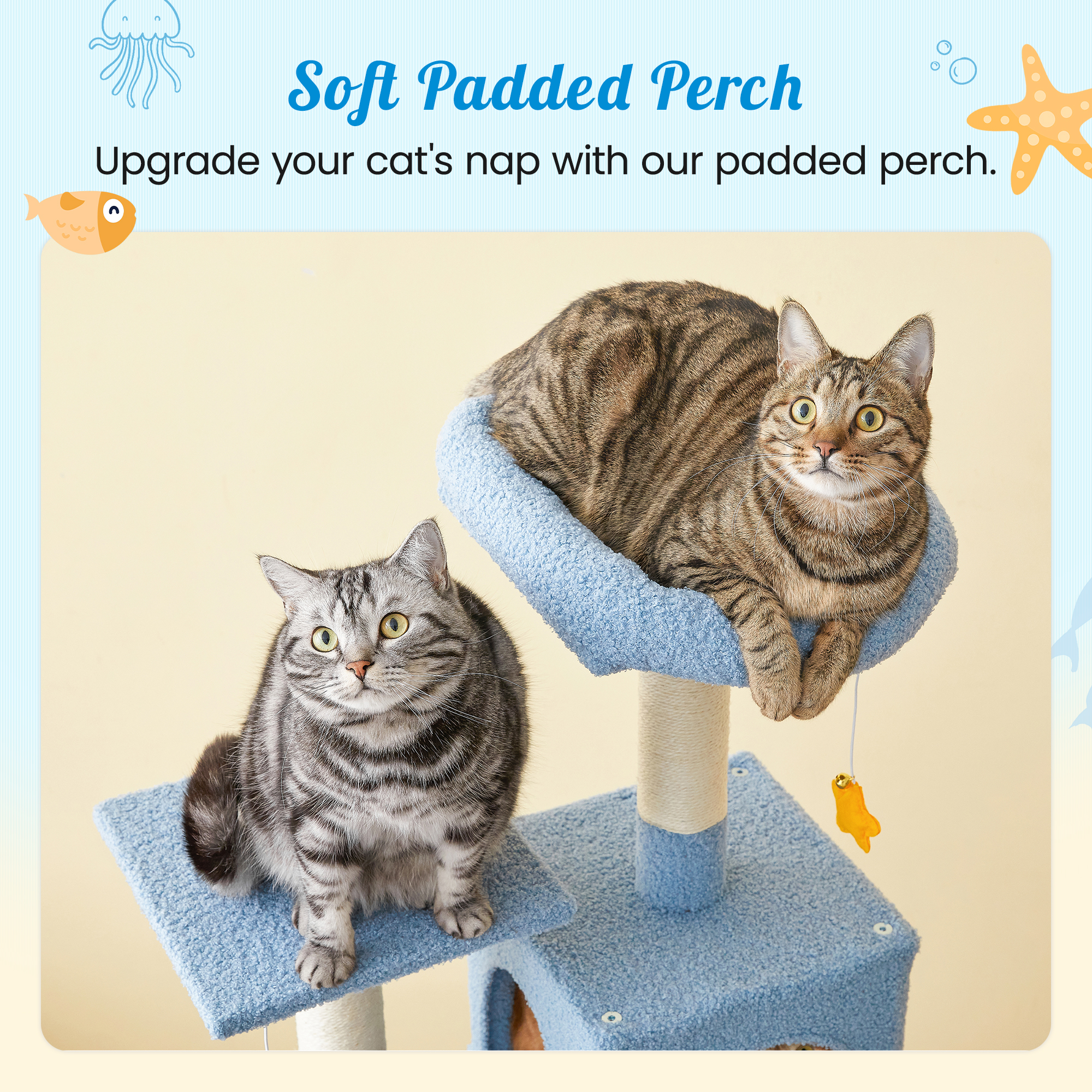 MWPO 63.8" Multi-Level Cat Tree with Condo and Scratching Post Tower, Blue