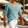 thumbnail image 2 of Umfun Men's & Big Men's V Neck Knit Sweater Long Sleeve Casual Pullover Top Soft Breathable Lightweight Vacation Daily Wear Shirt for Fall Spring Outings, 2 of 9