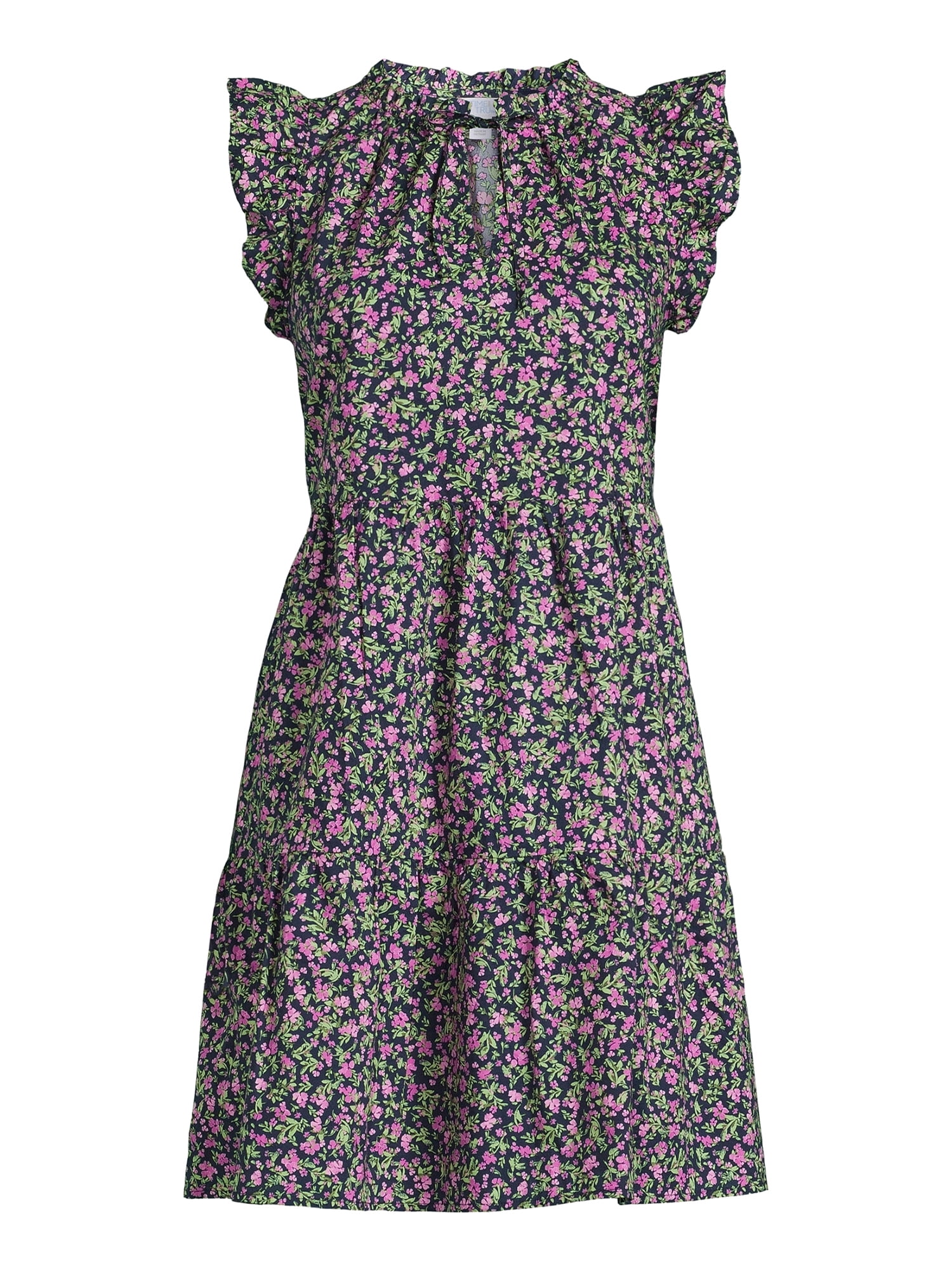Time and Tru Women's Tiered Cotton Poplin Dress