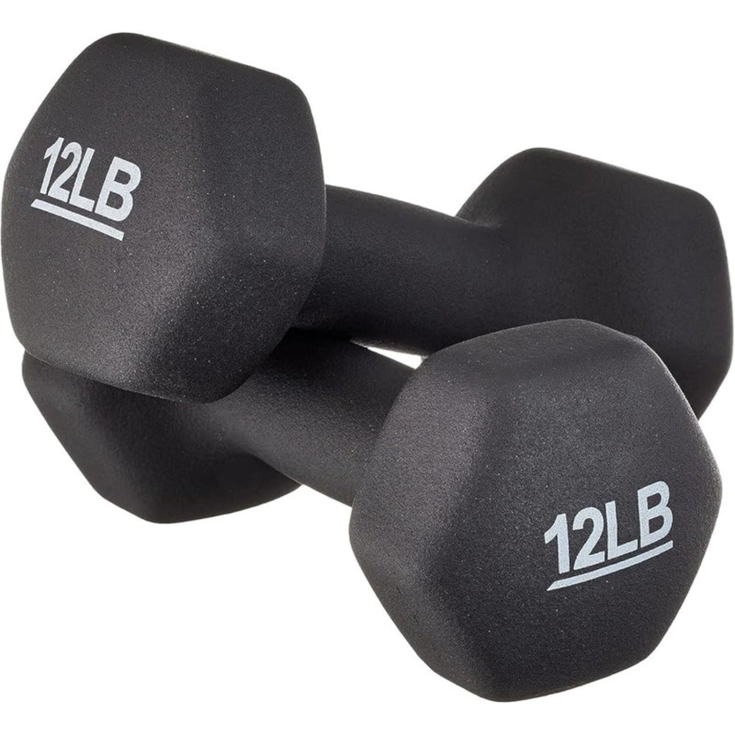 PLKJ 12LB Neoprene Dumbbell Set Hexagon Non-Slip Grip Strength Training Fitness New