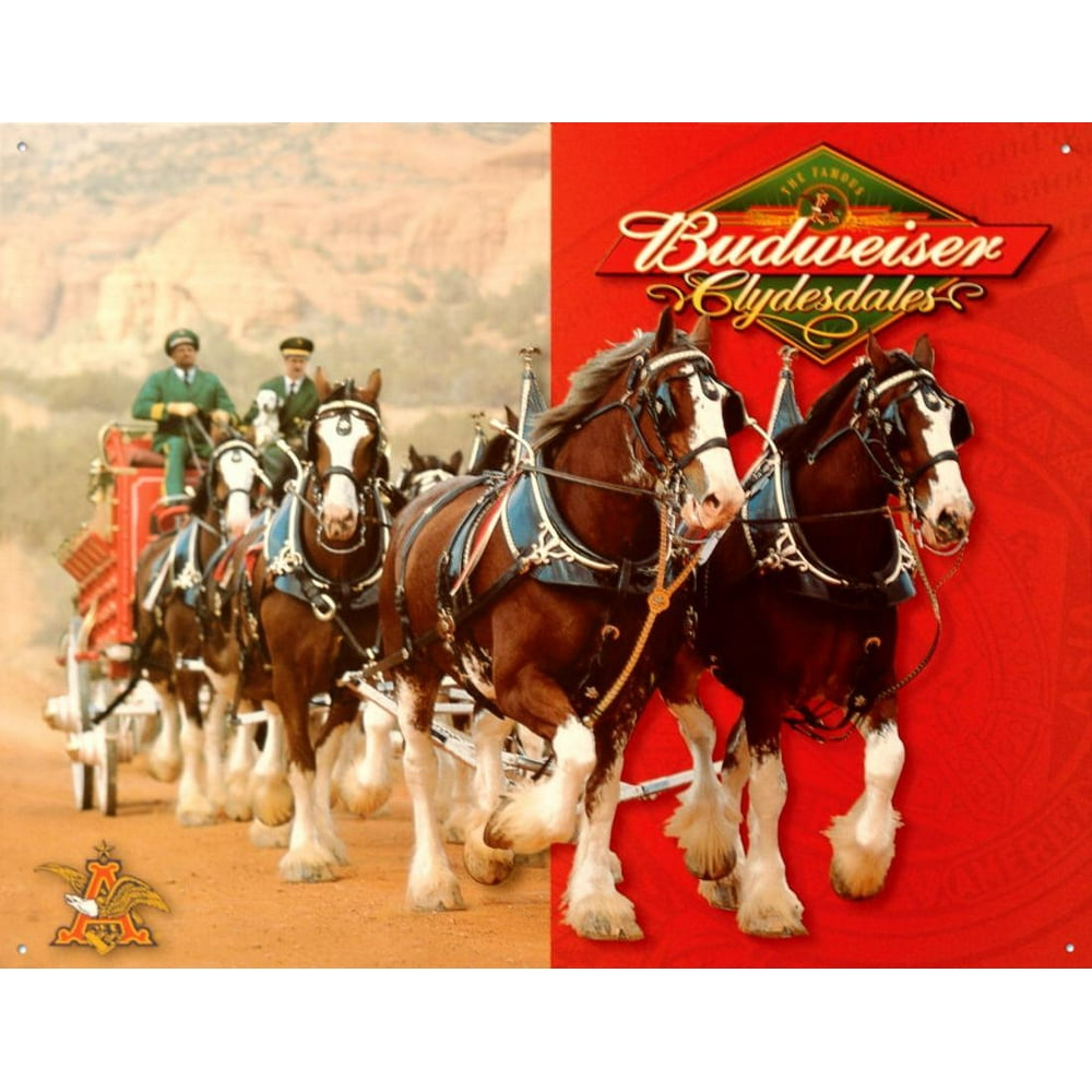 Budweiser Clydesdales Tin Sign 16x12.5