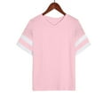 thumbnail image 4 of Perfectbot Womens Summer Fall Tops Oversized V Neck Elbow Sleeve Tshirts Solid Loose Basic Tees Shirts Pink,S-XXL, 4 of 5