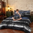thumbnail image 3 of Manfei Grunge American Flag Twin Bedding, Black White Stripe Bedding Comforter Set, Black Reversible 7 Pieces, 3 of 6
