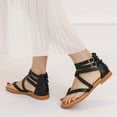 thumbnail image 3 of Dakaela Thong Flat Sandals for Women T Strap Dressy Summer Flip Flops Ankle Buckle Strappy Shoes, 3 of 6