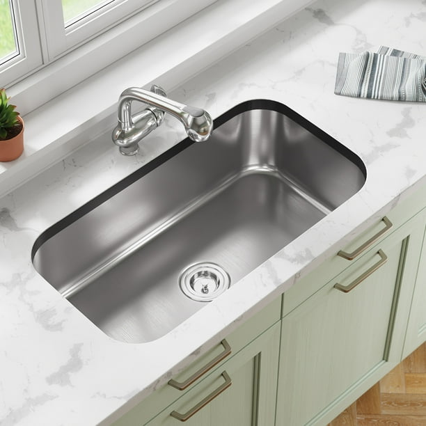 3218C 18 Gauge Single Bowl Stainless Steel Kitchen Sink, and Black