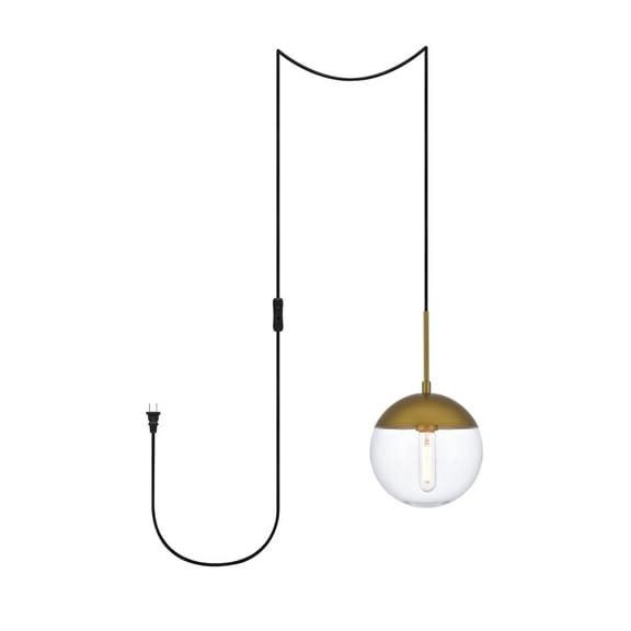 Sunbeam 1 Light Pendant Plug In in Brass and Clear