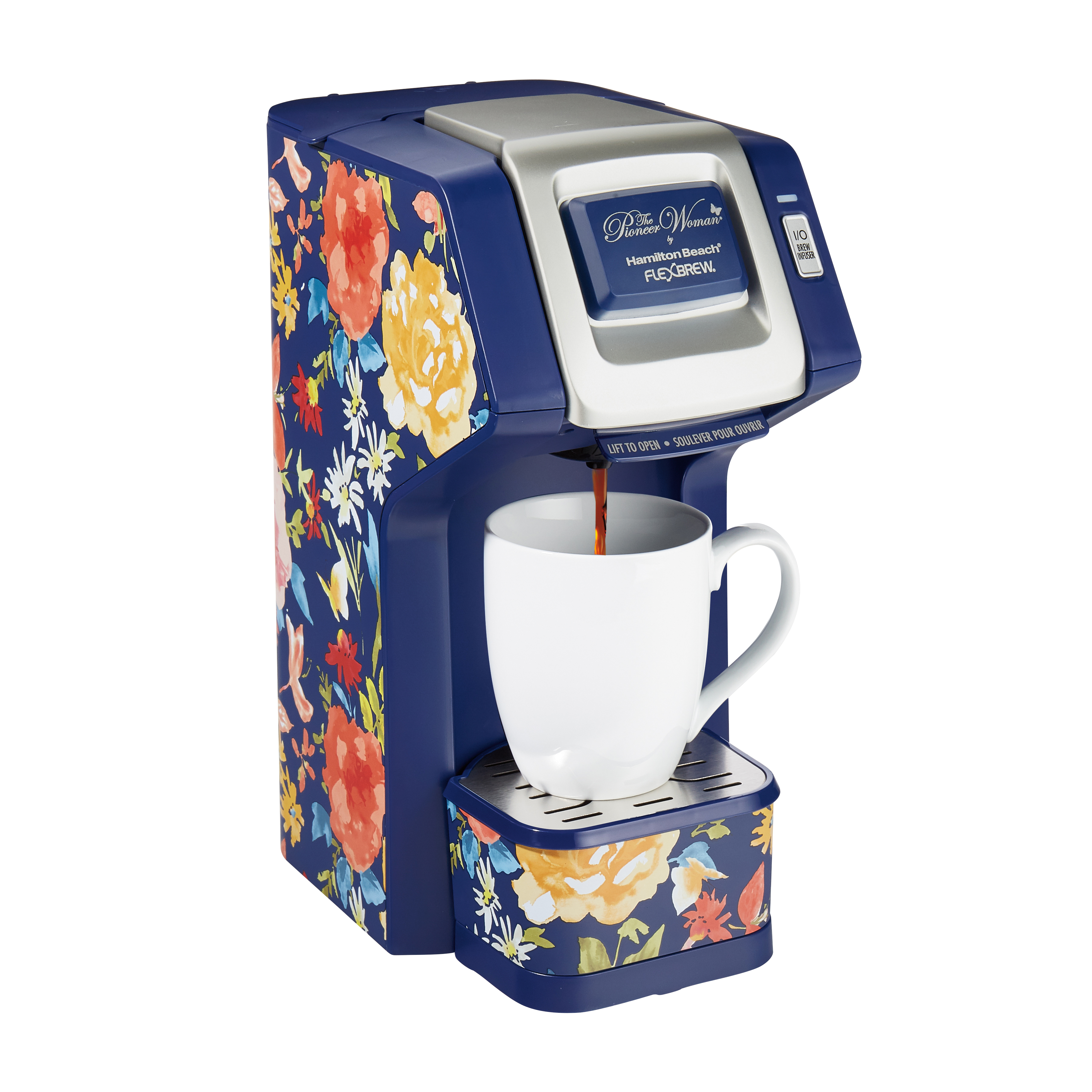 The Pioneer Woman FlexBrew Single-Serve Coffee Maker, Fiona Floral Blue, 49932 - image 6 of 8