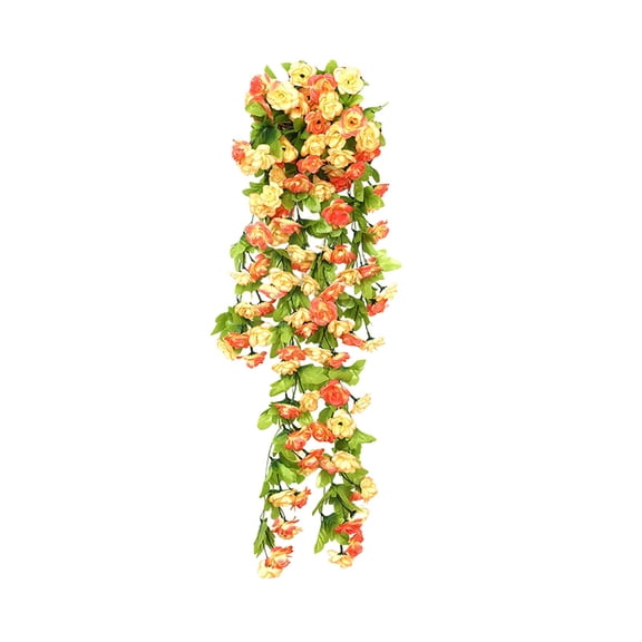 Artificial Fake Hanging Flowers Plants Baskets for Outdoor Outside Porch Decoration,Faux Silk Hotpink Realistic UV Resistant Roses Long Vines in Planter for Spring Summer Home Patio Balcony