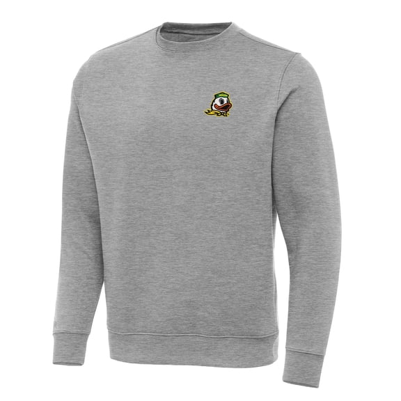 Men's Antigua Heather Gray Oregon Ducks Big & Tall Victory Crewneck Pullover Sweatshirt