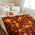 thumbnail image 5 of Kedshhgu Autumn Plush Blanket Dark Pumpkin Maple Leaf Pattern Autumn Leaf Blanket for Thanksgiving Farmhouse Home Chair Sofa Couch Bed, 5 of 6