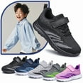 thumbnail image 3 of vibdiv Boys Girls Running Sneakers Slip on Breathable Tennis Athletic Walking School Kids Shoes All Black Big Kid Size 1, 3 of 6