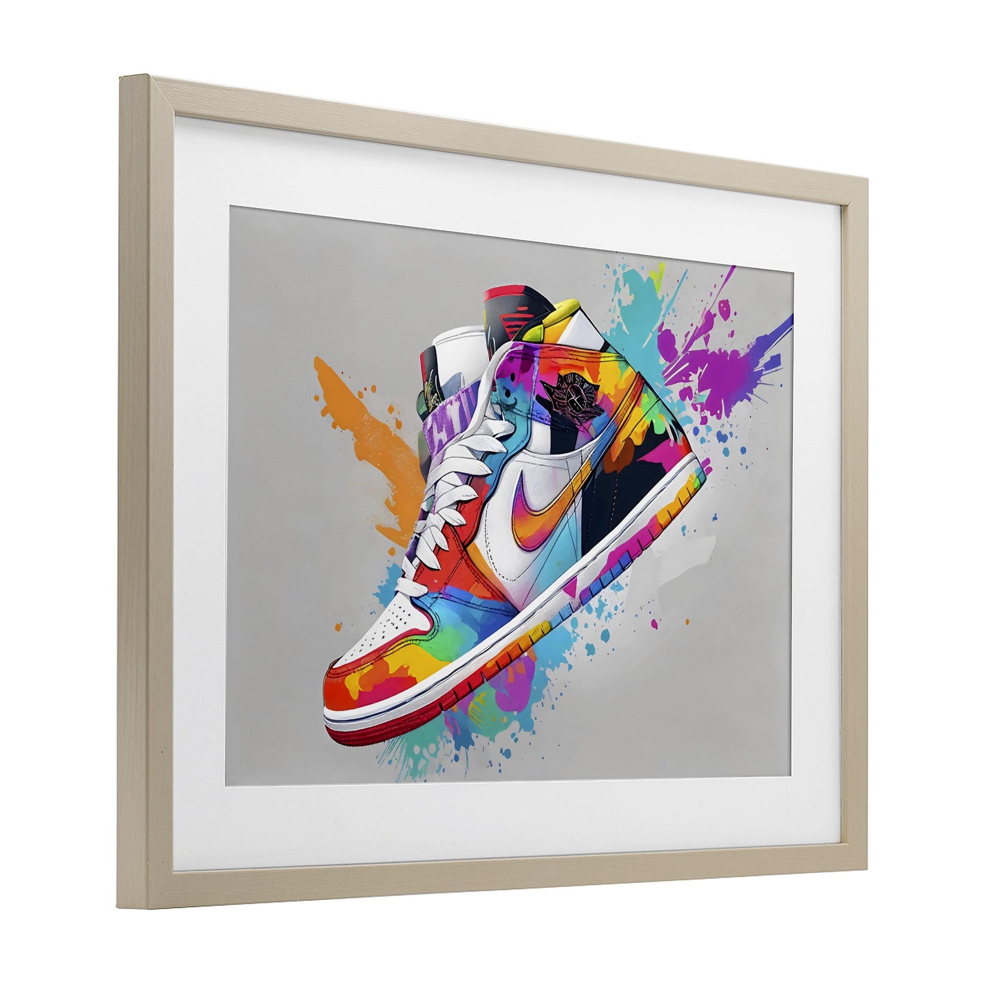 Stupell Industries Hightop Sneaker with Splatter Birch Framed Print Under Glass, design by Creative Studio