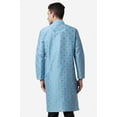 thumbnail image 2 of Royal Kurta Sky Blue Color Jacquard Silk Printed Long Kurta for Men, 2 of 6