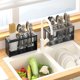 thumbnail image 1 of Secador de cubiertos de acero inoxidable con bandeja extraíble - portacubiertos de 3 tazas para cocina, baño, brochas de maquillaje - 23,5x12x7cm, 1 of 6