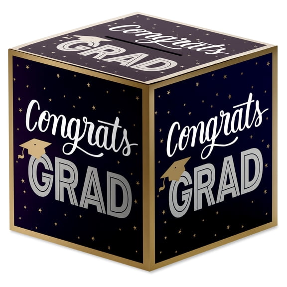 American Greetings Graduation Card Box, Black and Gold, 8.5 Inches