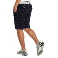 thumbnail image 3 of 9 Crowns Men's Flat Front Flamingo Palm Stretch Belted Casual Shorts (30, Navy/White), 3 of 3