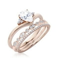 thumbnail image 3 of Gorgeous Minimalist 2.25 Carat Pear Cut Diamond Moissanite Unique Engagement Ring, Affordable Wedding Ring, Two Matching Band in 10k Solid Rose Gold Gift For Her Love, Trio Ring Set, 3 of 3