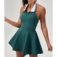 thumbnail image 4 of Gytharion Women's Athletic Tank Dresses Fashion Slim Fit Collared Halter Tennis Golf Dress Summer Solid Sleeveless Workout Active Mini Dress, 4 of 8