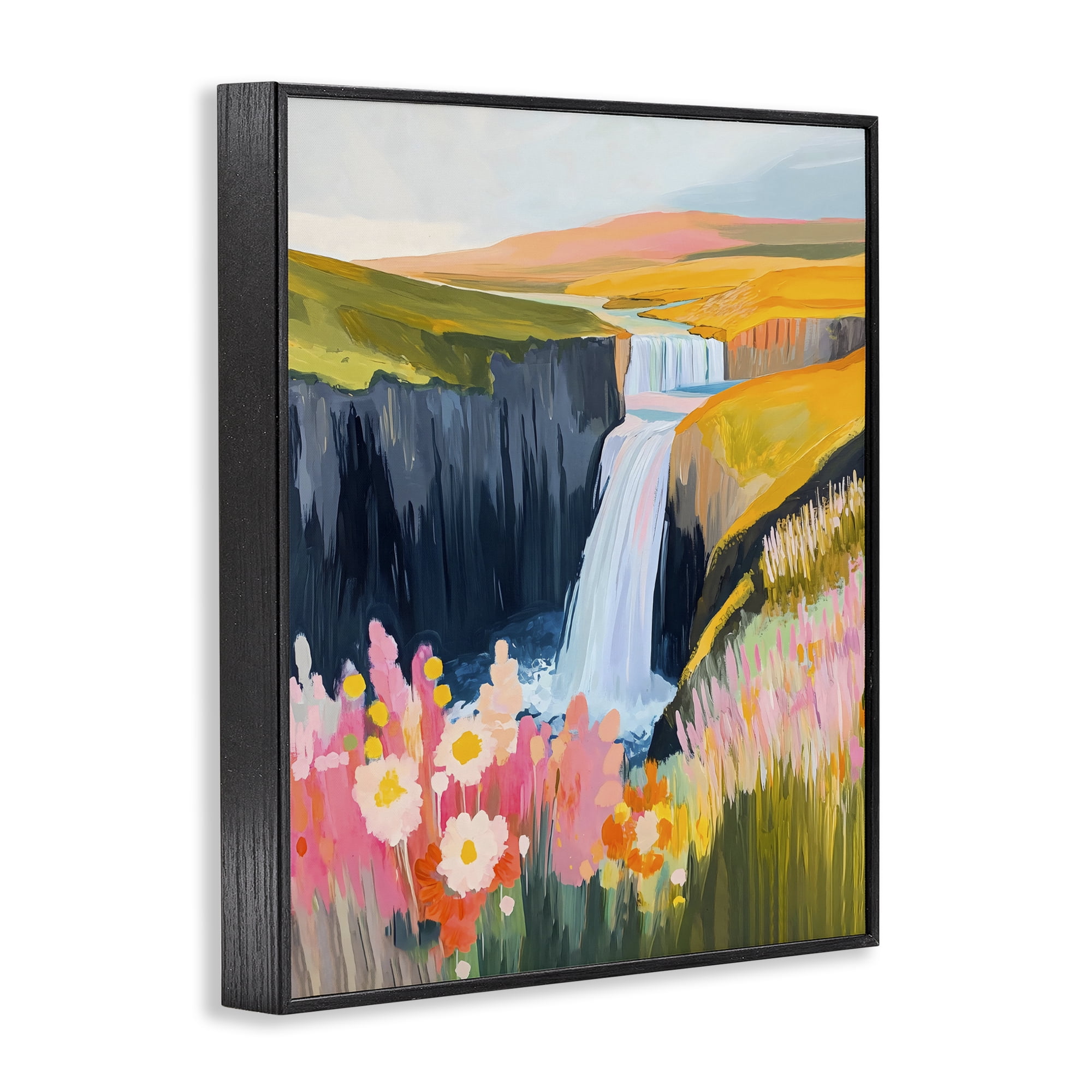 Stupell Industries Colorful Waterfall in Valley Black Framed Giclee Art, design by The Prints Vibe