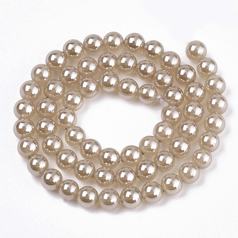 Natural Dyed Agate Beads Strands Imitation Pearl Beads Round Blanched Almond 6mm Hole: 1mm 62~64pcs/strand 14.57 inch~15.04 inch(37cm~38.2cm)