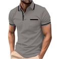 thumbnail image 4 of Aobny T-Shirts Pocket Button Up Plain Mens Tshirt Short Sleeve Collared Polos Big & Tall Mens Tshirts,Gray,XL, 4 of 5