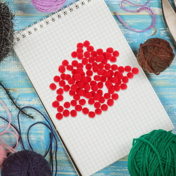 LABRIMP 100Pcs Tiny Pom Poms Red Craft Balls Polyester Diy Craft Projects Classroom Activities 0.28X0.28X0.28in