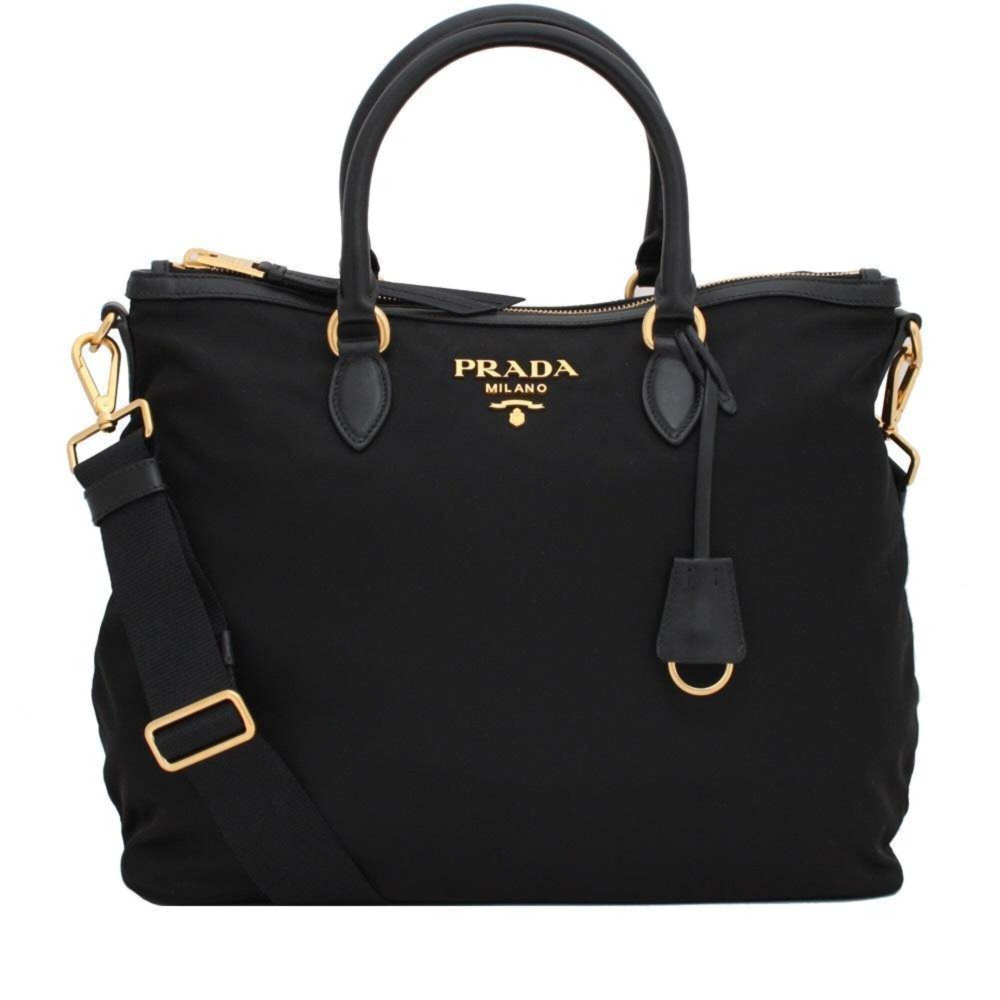 New Prada Black Vitello Phenix Leather Shopping Tote Bag 1BG865 