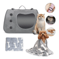 thumbnail image 2 of Mochila Gatos Y Perros Jaula Transportadora Mascotas +manta Xtellar gris, 2 of 4
