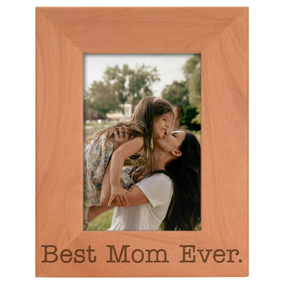 ThisWear Birthday Gift for Mom Best Mom Ever Keepsake Natural Wood Engraved 4x6 Portrait Picture Frame Wood
