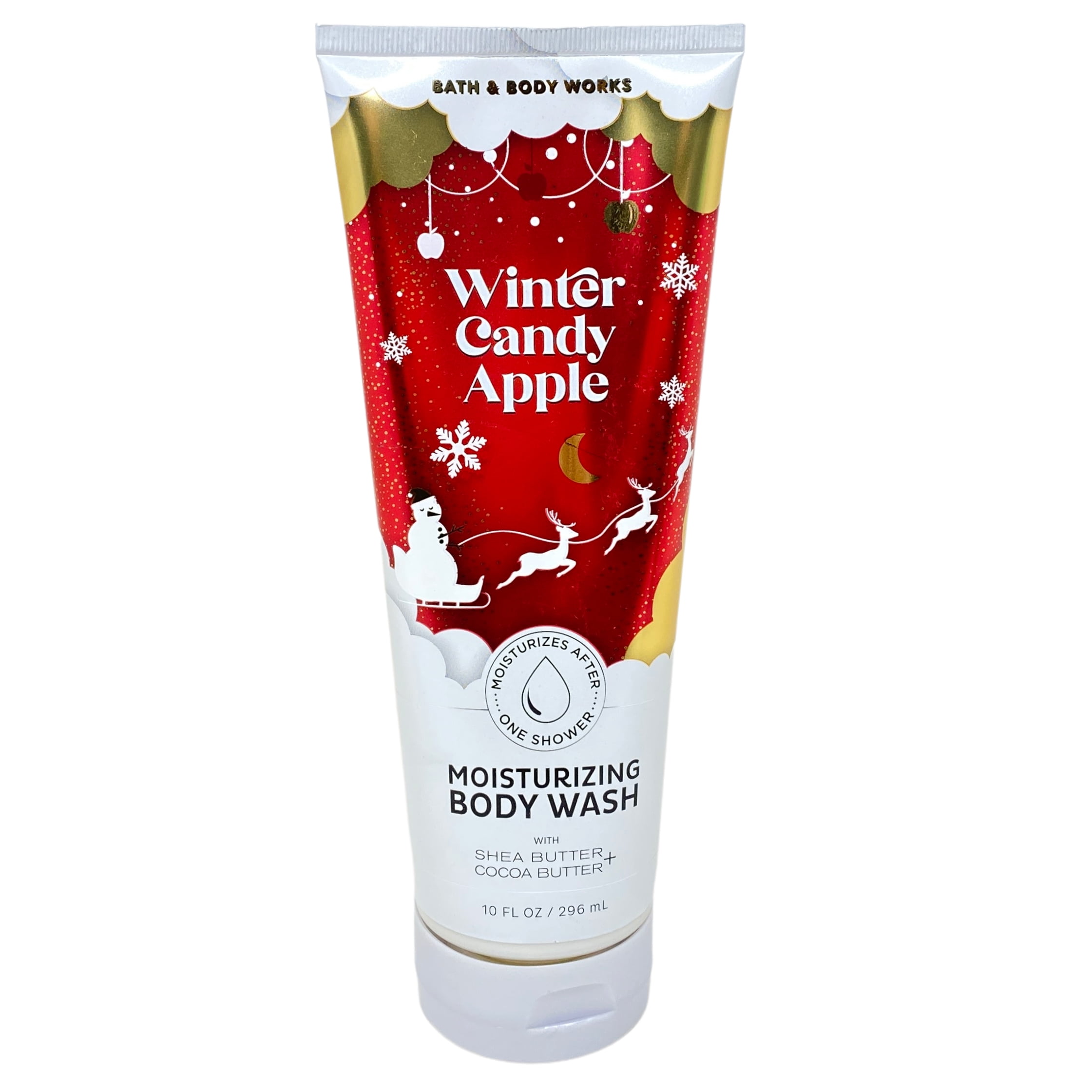 Bath & Body Works Winter Candy Apple 2 Moisturizing Body Washes with a Cherry On Top Bar Soap