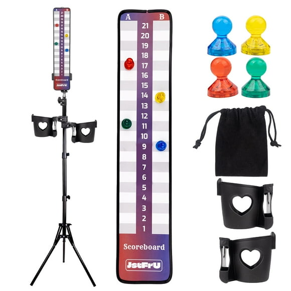 Trípode magnético Cornhole Scoreboard JstFru con soportes para bebidas